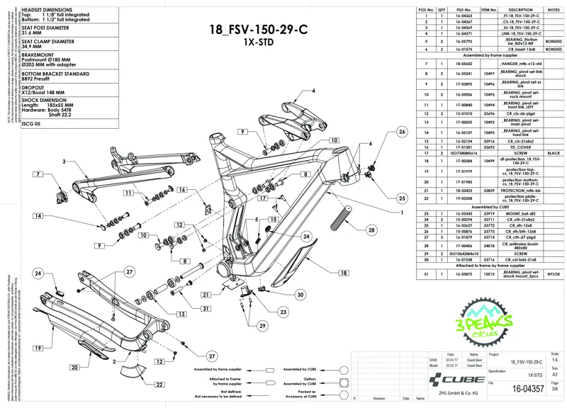 Cube Bearing Set Horstlink Left Stereo 150 - 10494-1